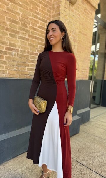 Vestido Tricolor Teja