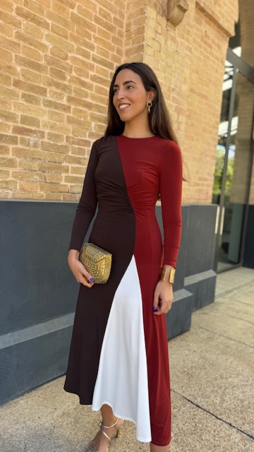 Vestido Tricolor Teja