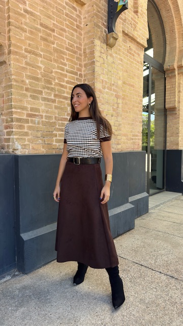 Falda Antelina Cinturón Marrón - Imagen 9