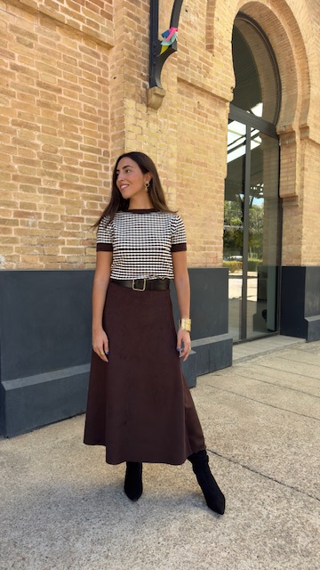 Falda Antelina Cinturón Marrón - Imagen 8