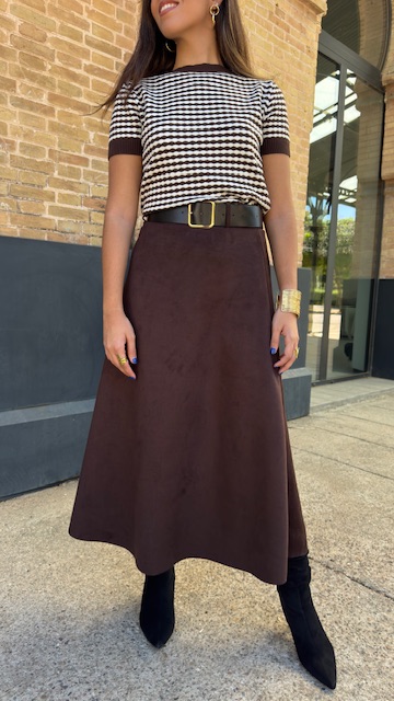 Falda Antelina Cinturón Marrón - Imagen 7