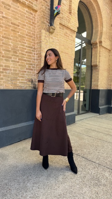 Falda Antelina Cinturón Marrón - Imagen 6