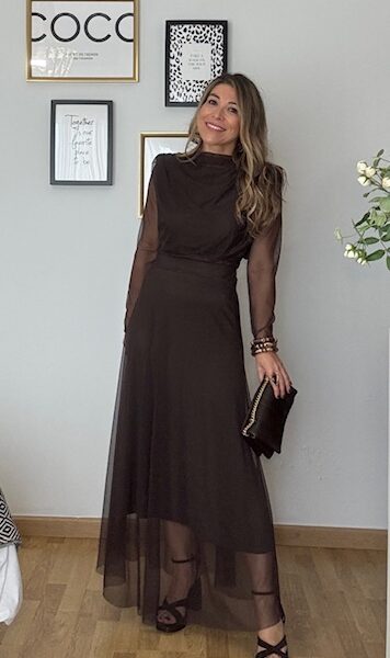 Conjunto de tul Marrón