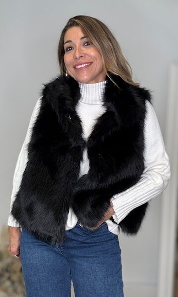 Chaleco pelo sintético negro
