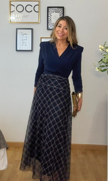 Falda tul estampada azul marino