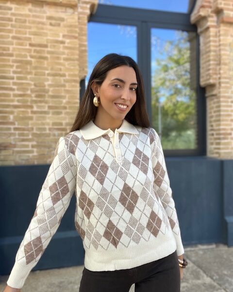 Jersey Punto Rombos Beige