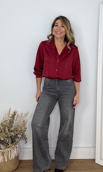 Jeans Denim Rectos Desgastados Gris