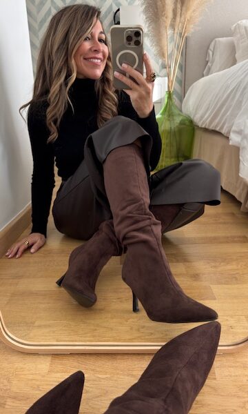 Botas Antelina Frunce Marrón