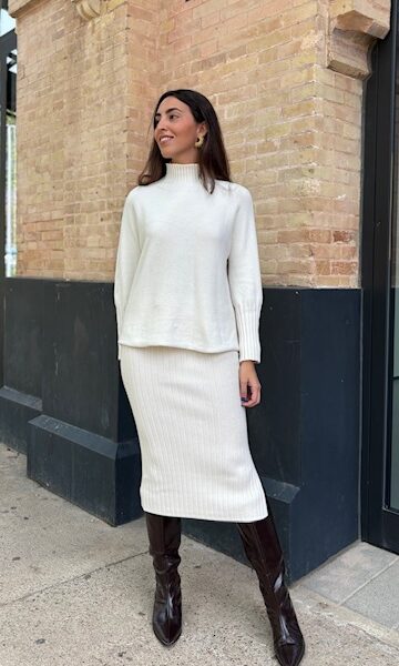 Falda Punto Canalé Beige