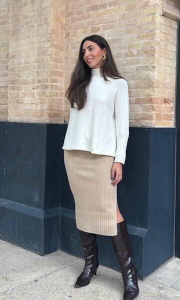 Falda Punto Canalé Camel