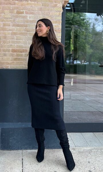 Falda Punto Canalé Negro