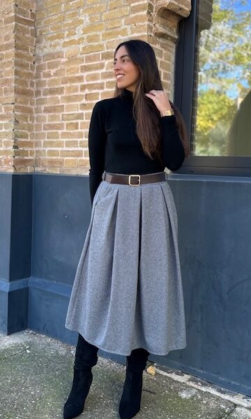 Falda Paño Espiga Gris