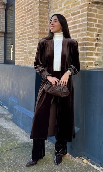 Pantalón terciopelo campana marrón