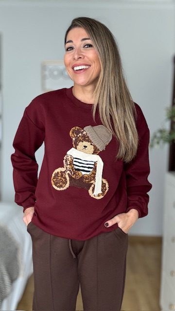 Sudadera Osito Burdeos - Imagen 5