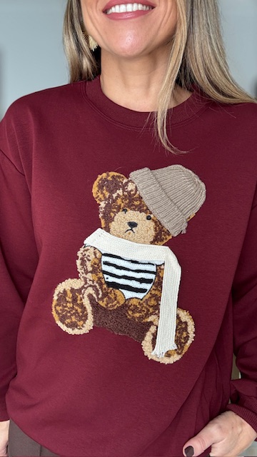 Sudadera Osito Burdeos - Imagen 2