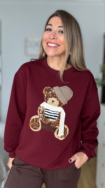 Sudadera Osito Burdeos - Imagen 3