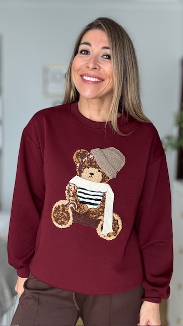 Sudadera Osito Burdeos - Imagen 6
