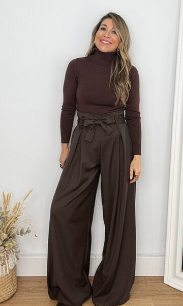 Pantalón Lazada Tiro Alto marrón