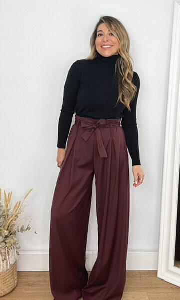 Pantalón Lazada Tiro Alto Berenjena