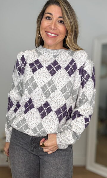 Jersey rombos chenilla gris