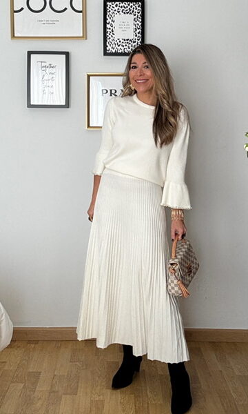 Falda Punto Tablas Beige