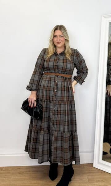 Vestido Olivia Cuadros Gris