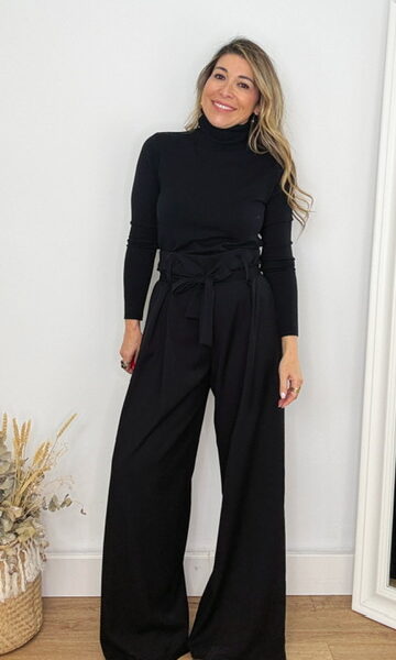 Pantalón Lazada Tiro Alto Negro