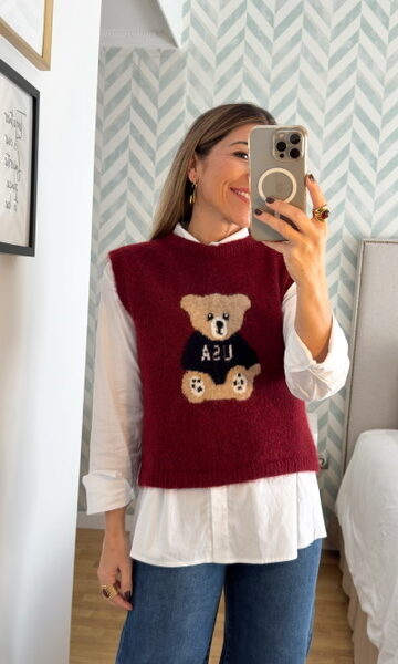 Chaleco osito Burdeos
