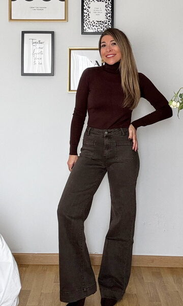 Jeans Denim Bolsillos Marrón