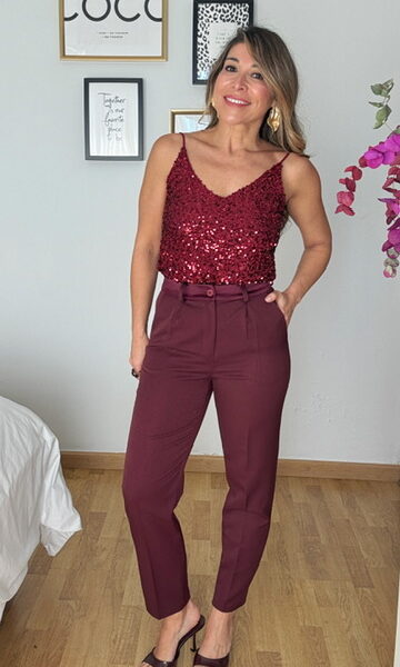 Pantalón Smoking Burdeos