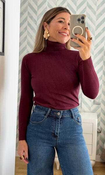 Jersey Cuello Cisne Burdeos