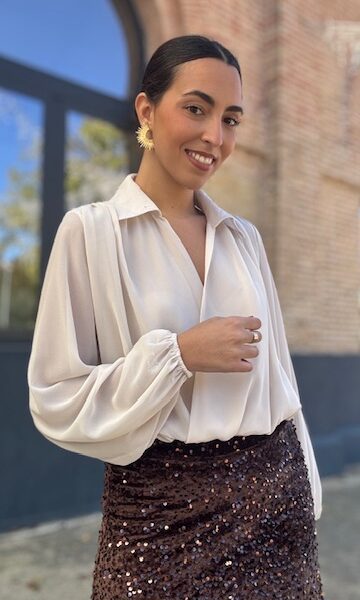 Body gasa cruzado beige