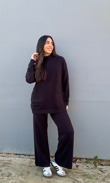 Conjunto Punto Bolsillos Marrón Chocolate