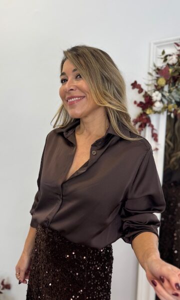 Camisa Satinada Marrón