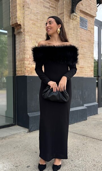 Vestido Bardot Sintético negro