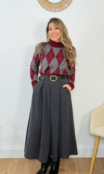 Falda Paño Gris Cinturón