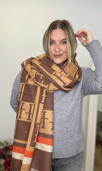 Pashmina Estampada Marrón