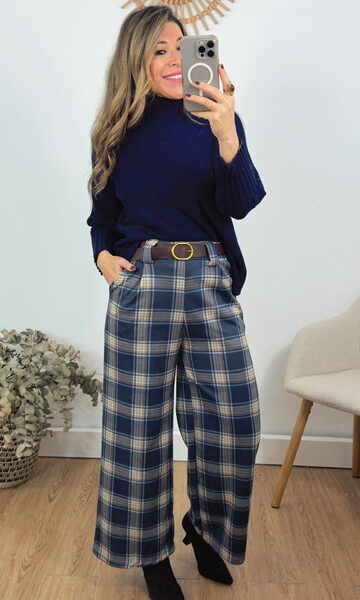 Pantalón Cuadros Antelina Azul Marino