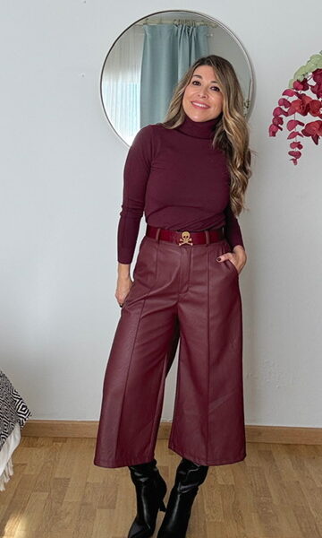 Pantalón culotte ribete Burdeos
