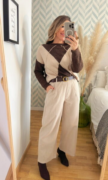 Pantalón culotte micropana Beige