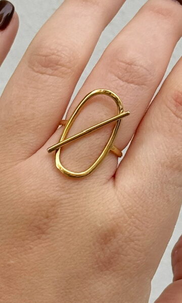 Anillo Asimétrico Acero Dorado