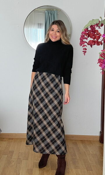 Falda cuadros evasé