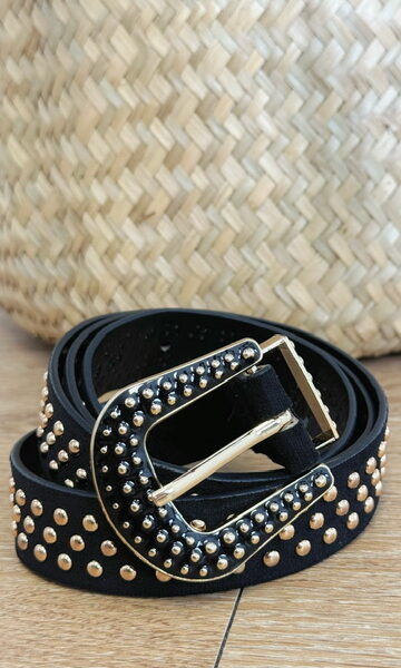 Cinturón Hebilla Tachas Negro