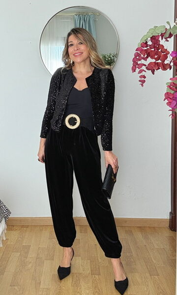 Pantalón bombacho terciopelo negro