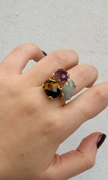 Anillo Piedras Tricolor