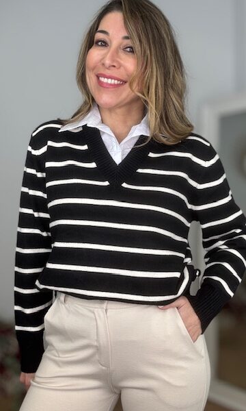 Jersey Cuello Camisa Negro