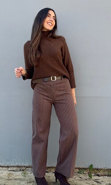 Pantalón Paño Rayas Marrón