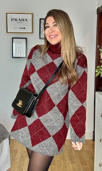 Maxi jersey rombos Burdeos