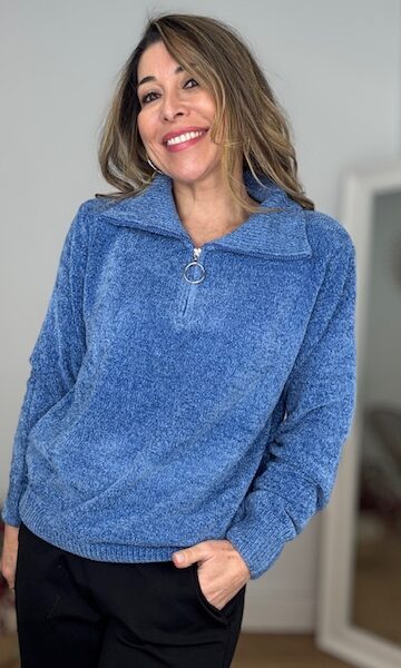 Jersey Chenilla Polo Azul