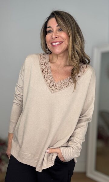 Jersey Escote Encaje Topo